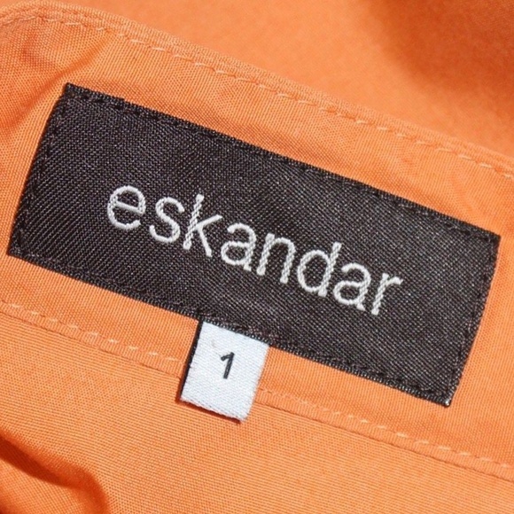 ESKANDAR Indigo Orange STAND COLLAR SHIRT Button-Up (1) O/S - Picture 4 of 6